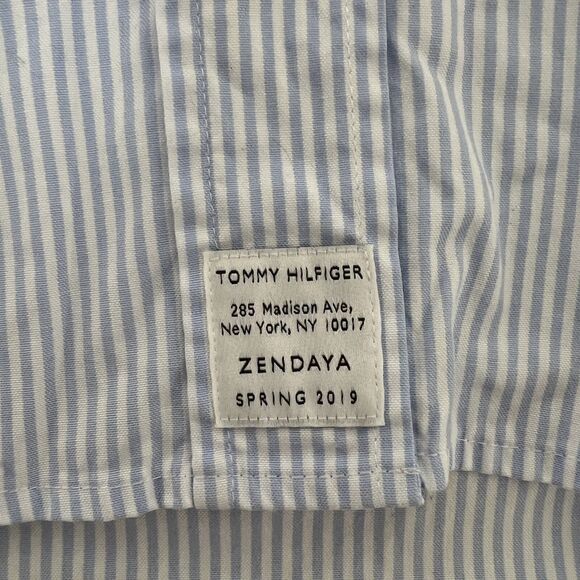 Zendaya x Tommy Hilfiger Striped Oversized Shirt Womens 2 Blue White Tunic - Picture 15 of 16